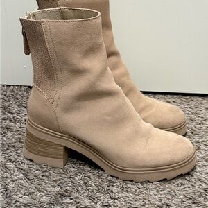 Dolce Vita Beige Suede Heeled Boots